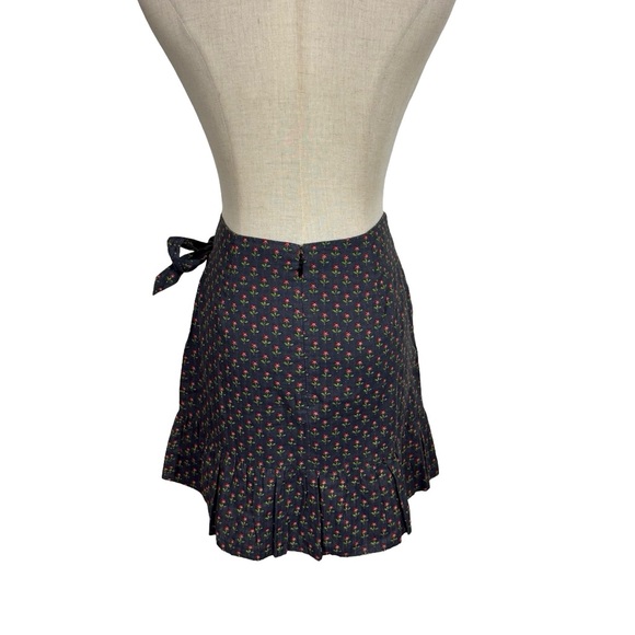 Sezane Camila Jupe Wrap Tie Mini Skirt in Black/ Mini Floral Sz:34/US2 - Picture 7 of 11